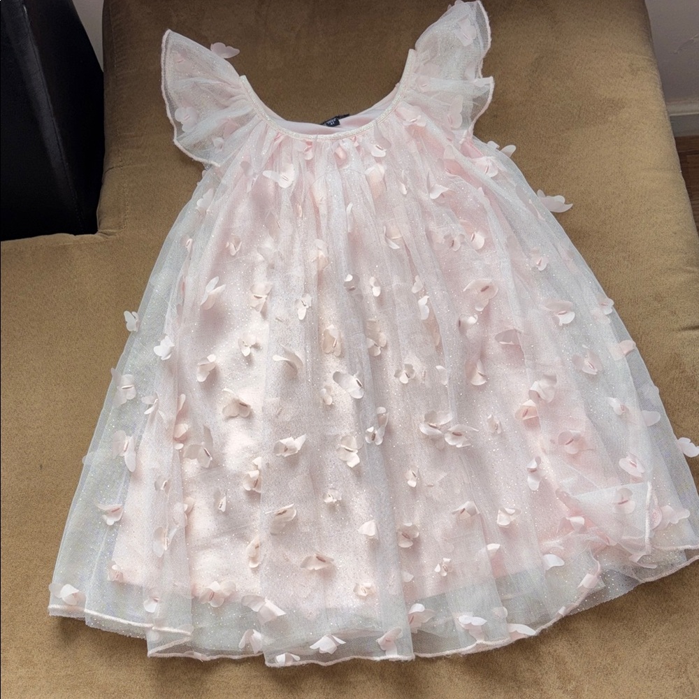 Zunie White and Pink Butterfly Kids Formal Dress